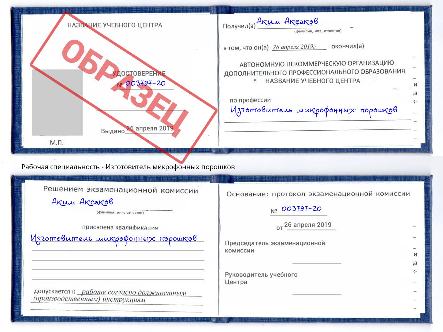 Изготовитель микрофонных порошков Кизилюрт