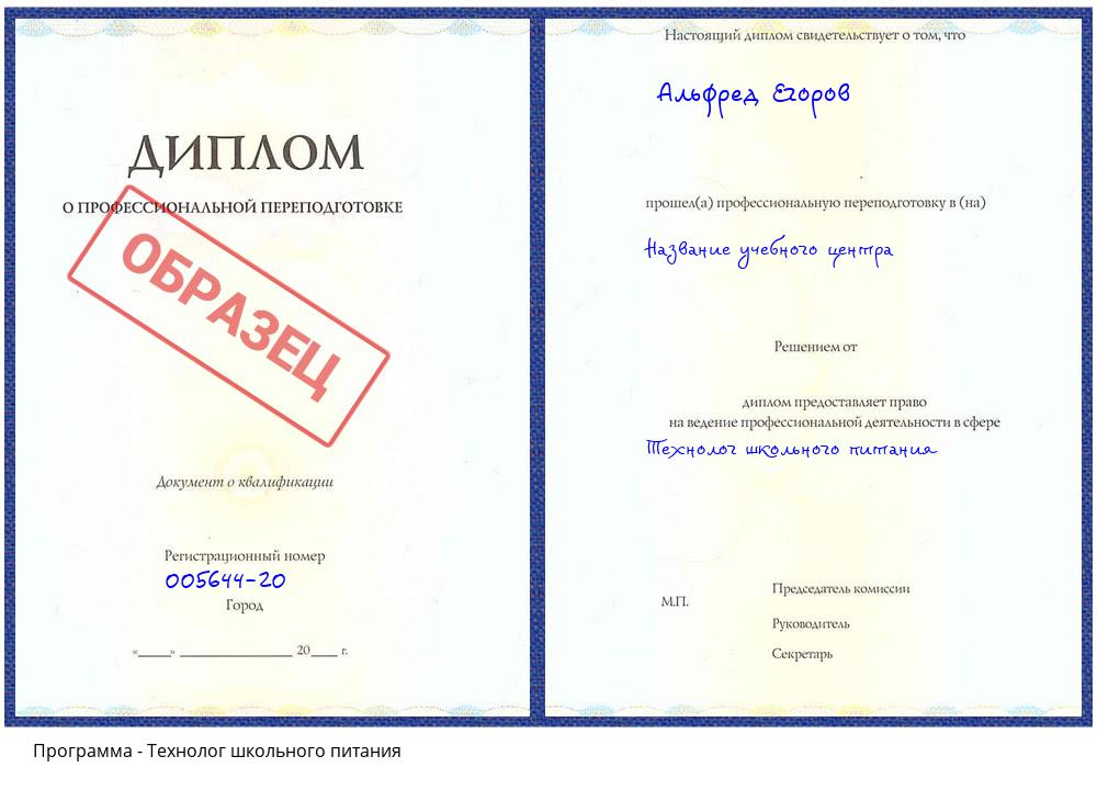 Технолог школьного питания Кизилюрт