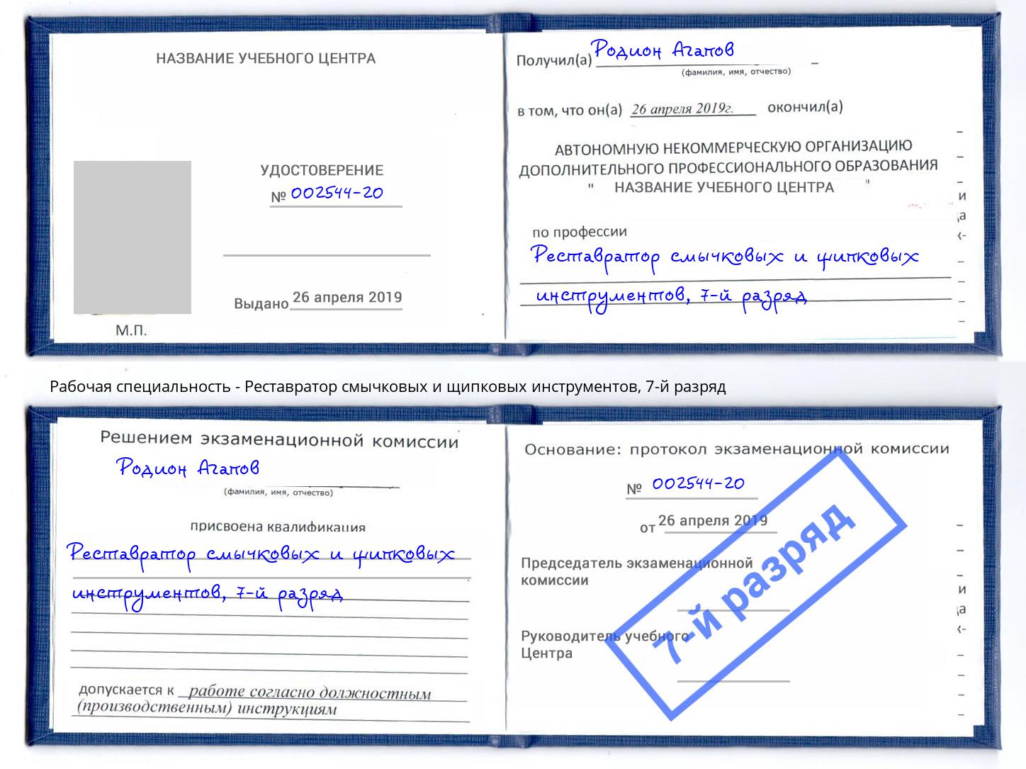 корочка 7-й разряд Реставратор смычковых и щипковых инструментов Кизилюрт