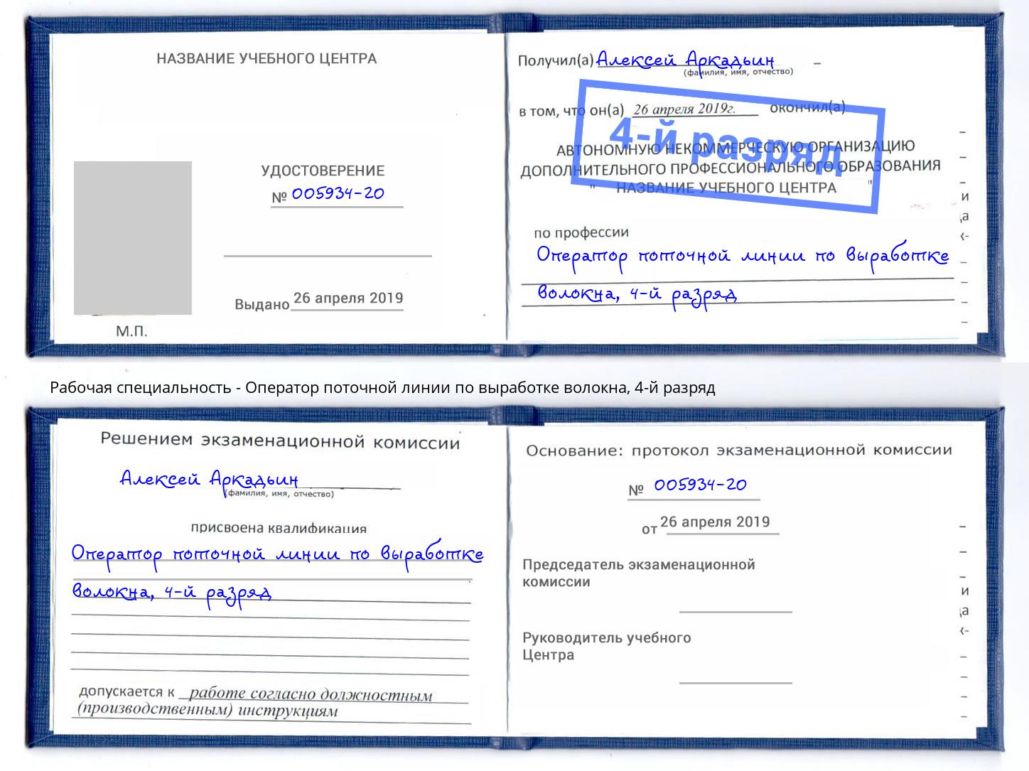 корочка 4-й разряд Оператор поточной линии по выработке волокна Кизилюрт